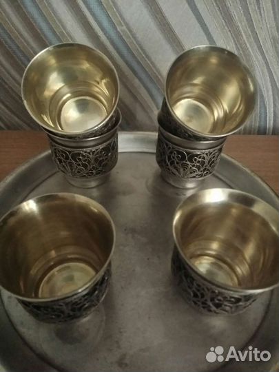 Рюмочки позолоченные мельхеоровые