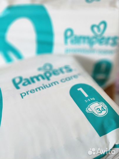Памперсы 3-5 кг подгузники Pampers premium care 1
