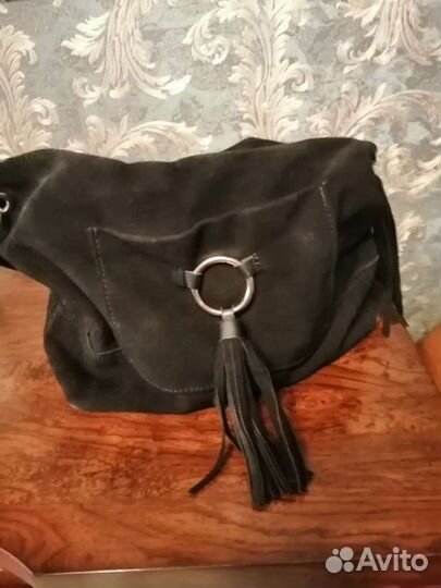 Сумка женская натуральная замша черная