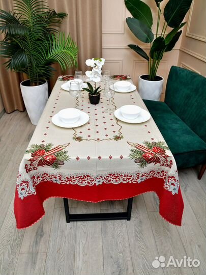 Новогодняя скатерть гобелен