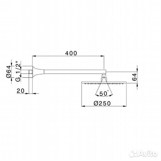 Верхний душ Cisal vita VI01319140 D250 черный матовый