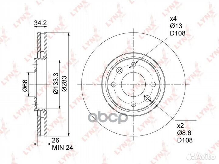 Диск тормозной перед LCV BN1015 lynxauto