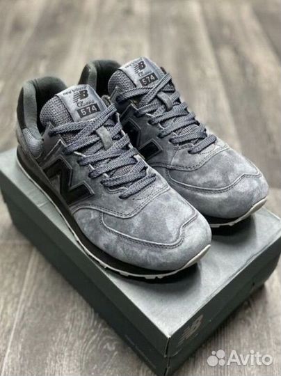 Кроссовки new balance 574 серые замша 41-46