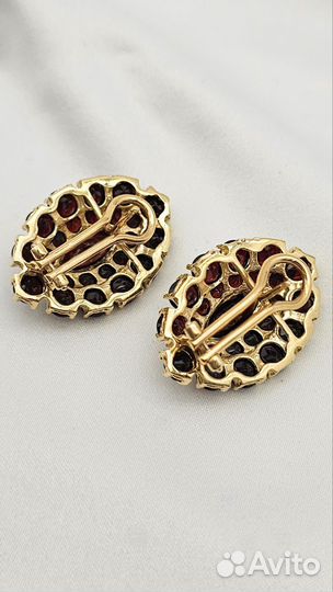 Золотые серьги с гранатами 585/14.68 гр
