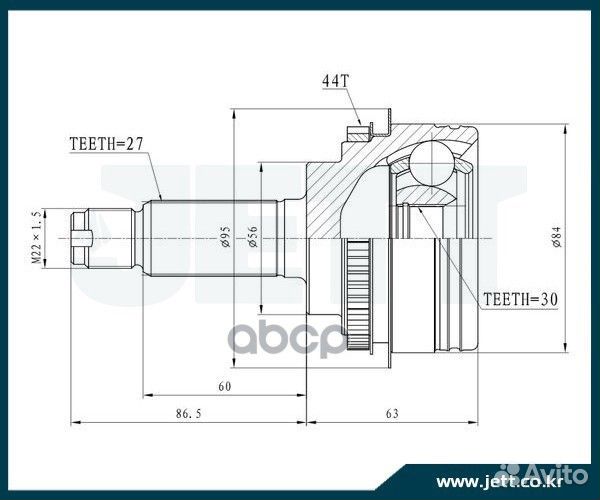 ШРУС внешний jett V41-6009 ABS V41-6009 ABS jett