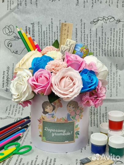 Букет на 1е сентября учителю из мыльных роз