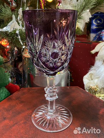 Бокал-кубок из цветного хрусталя времен СССР гдр