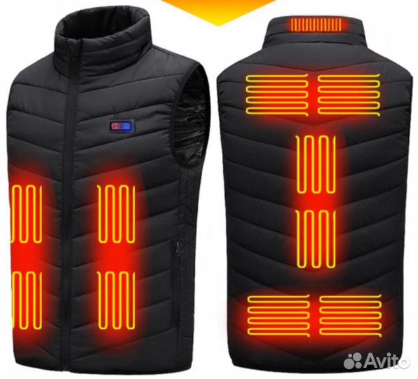 Тёплый жилет с подогревом 11 зон