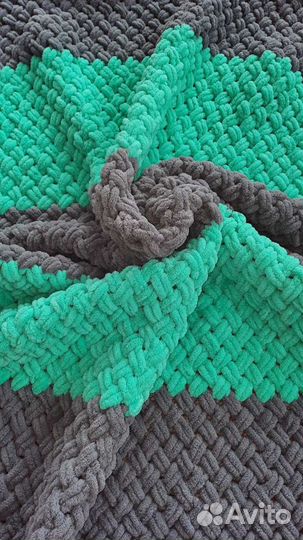 Детский вязаный плюшевый плед alize puffy