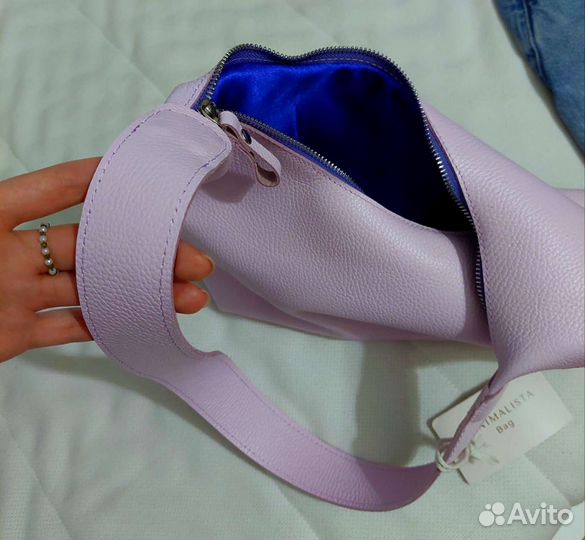 Сумка из кожи лавандовая (под а4)