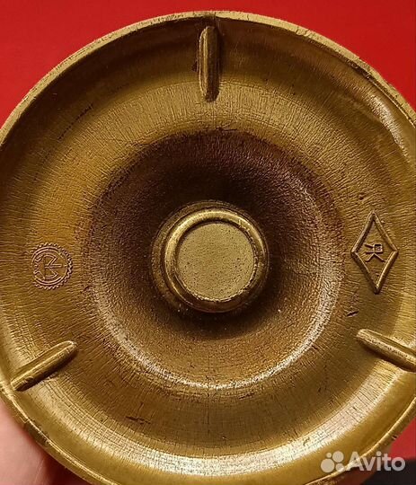 Подсвечник винтажный пружинный. Бронза+латунь