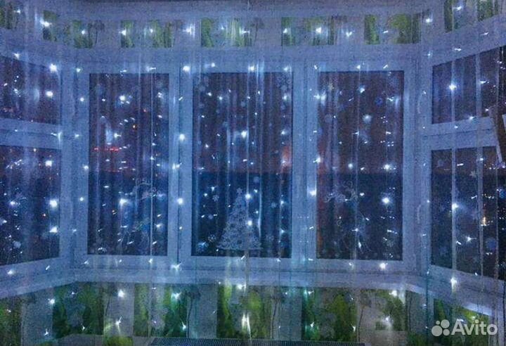 Гирлянда штора занавес светодиодная дождик + подар