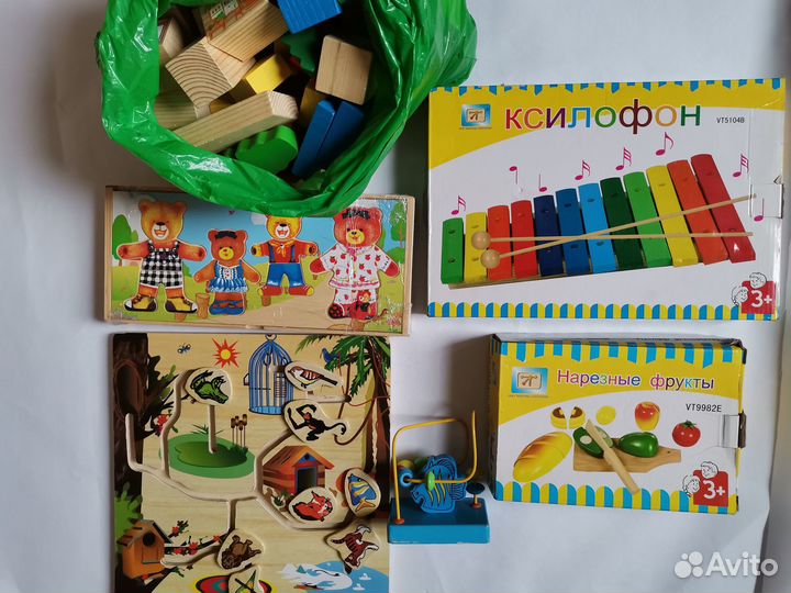 Деревянные развивающие игрушки,пазлы, городок