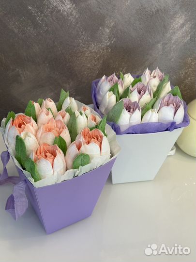 Тюльпаны из зефира в коробке