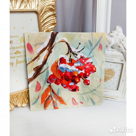 Картина рябина масло холст живопись