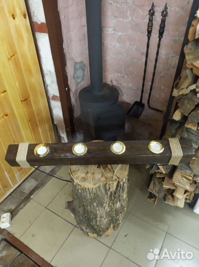 Люстра светильник из дерева (Loft) Лофт для бани