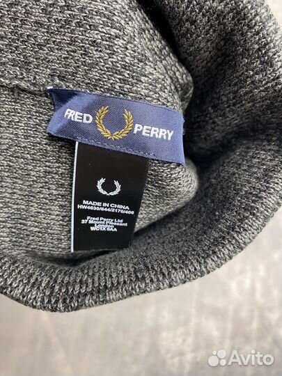 Шапка fred perry хлопок премиум темно серая