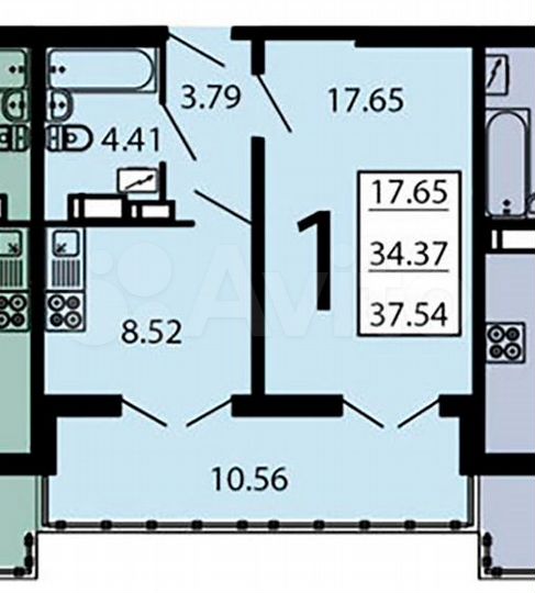 2-к. квартира, 63,6 м², 7/17 эт.