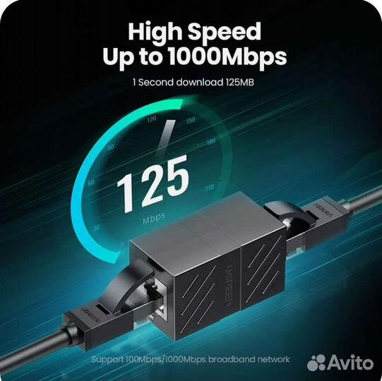 Ugreen RJ-45 коннектор («бочонок») мама-мама