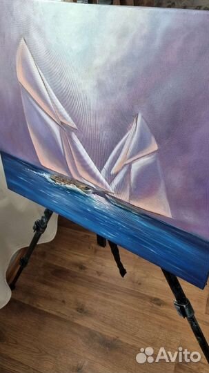 Картина маслом на холсте яхты море