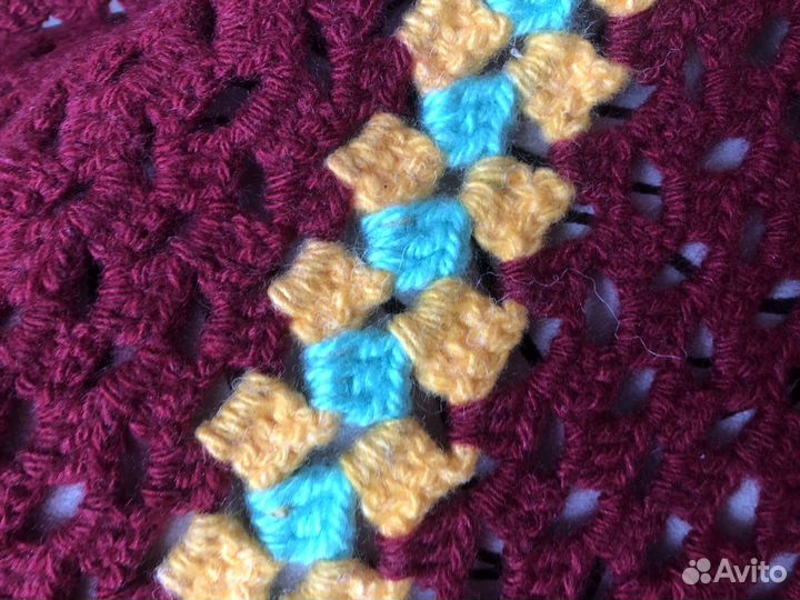 Платок – шаль ручной вязки, 180х135х135см, новый