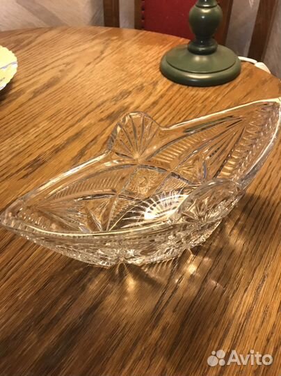 Хрустальная ваза ладья