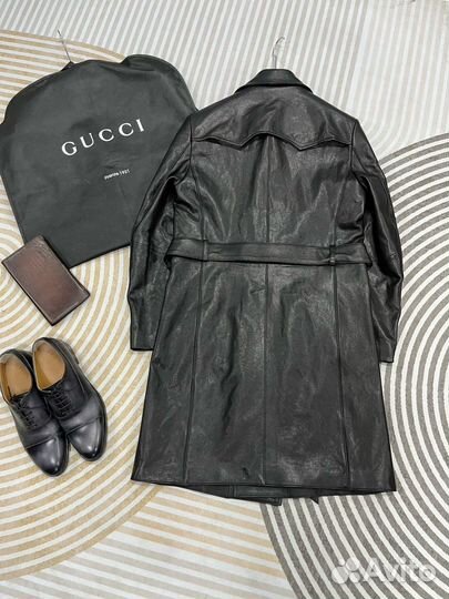 Предзаказ.Плащ кожаный мужской Gucci