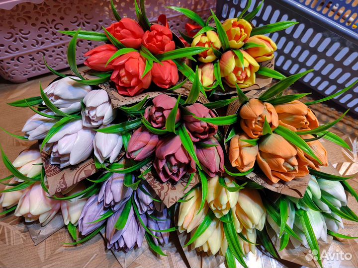 Букет тюльпанов из мыла на 8 марта
