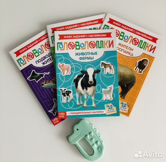 Детские книжки головоломки с наклейками, 12 стр