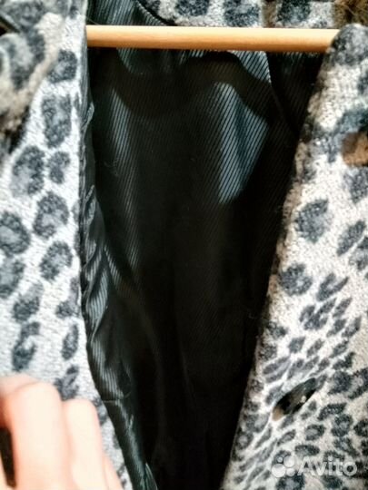 Пальто леопард шерсть зимнее