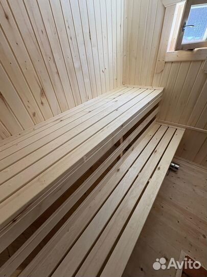 Мобильная баня из бруса 2.3 x 7 м. под ключ