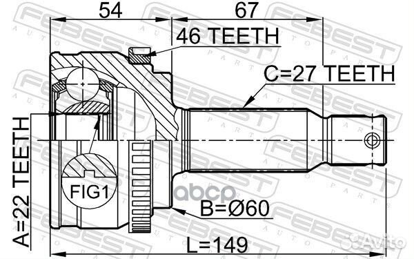 Шрус наружный 22X60X27 1210elna46 Febest