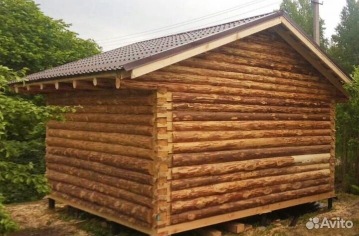 Сруб бани 6х4м, с фронтонами, с Доставкой