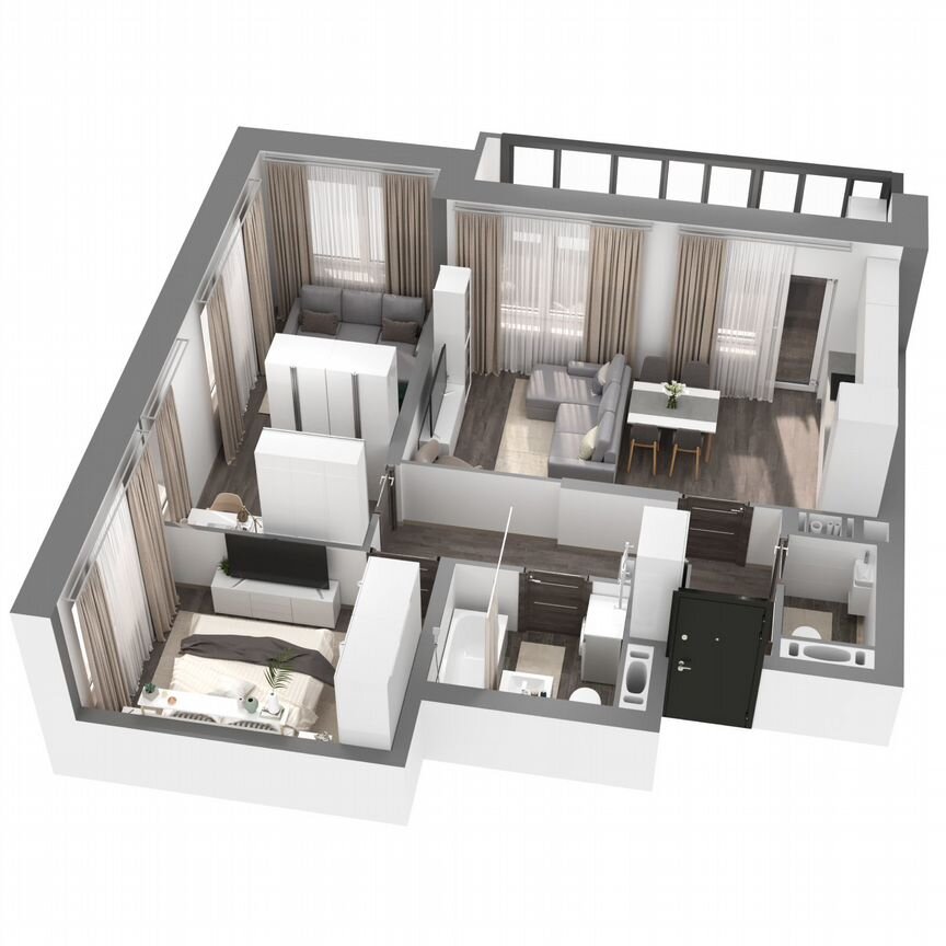 2-к. квартира, 62,6 м², 4/23 эт.