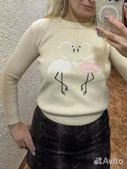 Милейший свитшот свитер S с фламинго