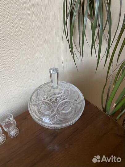 Конфетница с крышкой хрусталь времён СССР