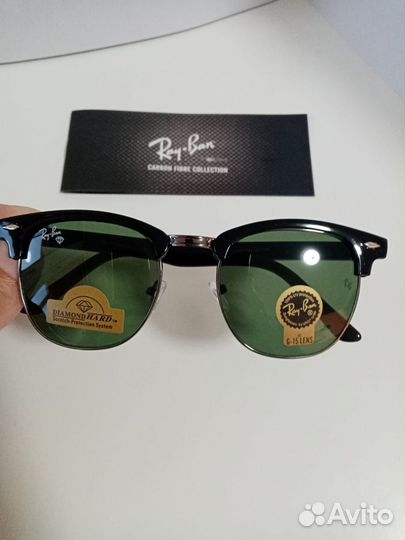 Очки Ray-Ban clubmaster зелёные стекло