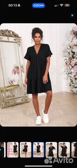 Платье лен черное 48