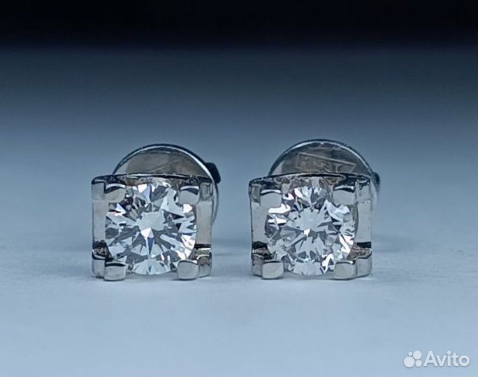 Серьги пусеты 585* бриллианты 0,53 ct 4/5-6