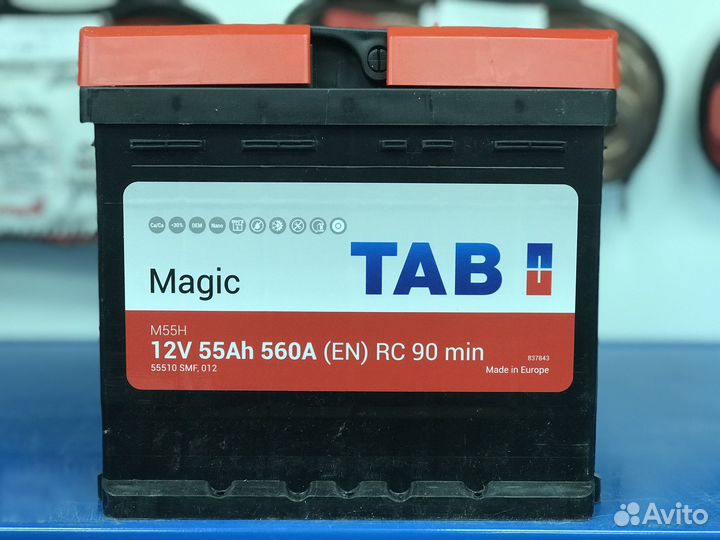 Акб 55ач TAB на Hyundai Getz, Accent, Skoda Fabia