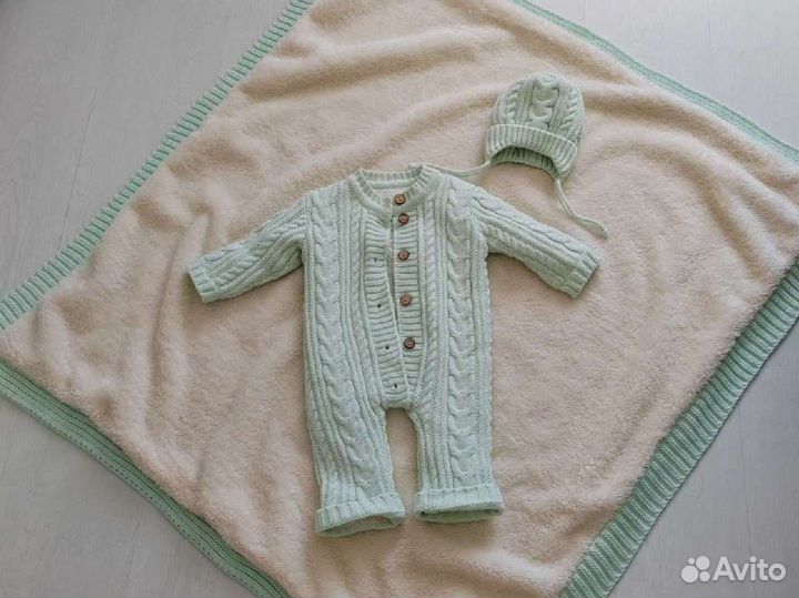 Комплект с вязаным пледом