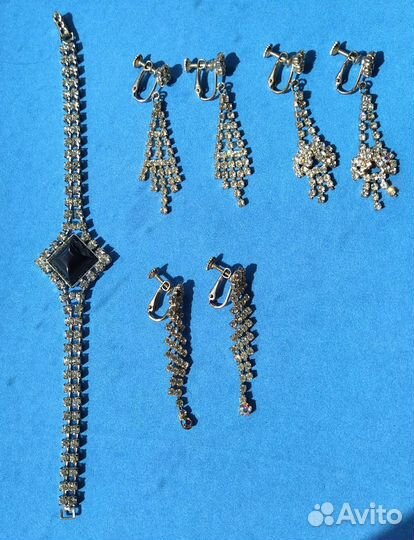 Серьги клипсы Чехословакия вечерние винтаж