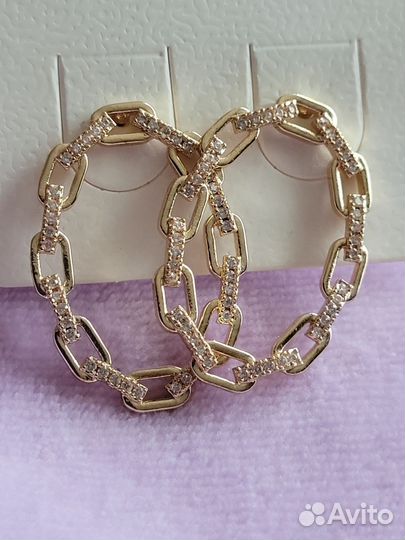 Серьги бижуткрия под золото с камешками