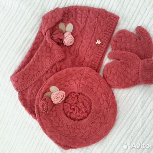 Сет/набор для девочки берет,варежки,балеро 9-24мес