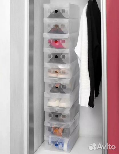 Органайзер для обуви. Коробка прозрачная. 10 штук