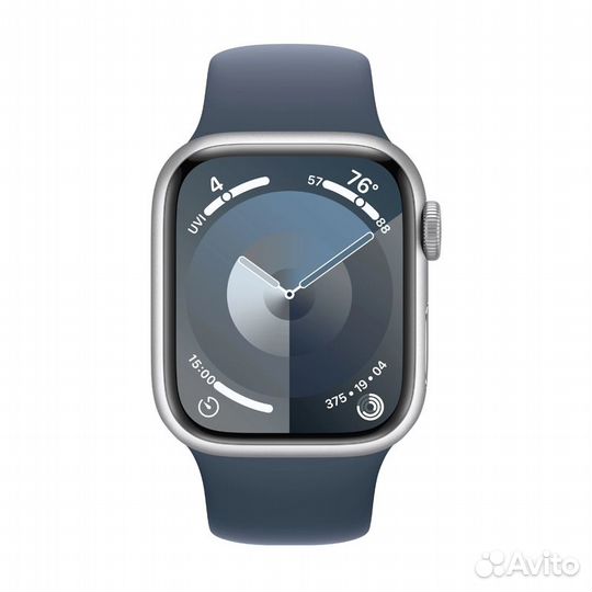 Apple Watch S9 45mm Silver ремешок штормовой синий