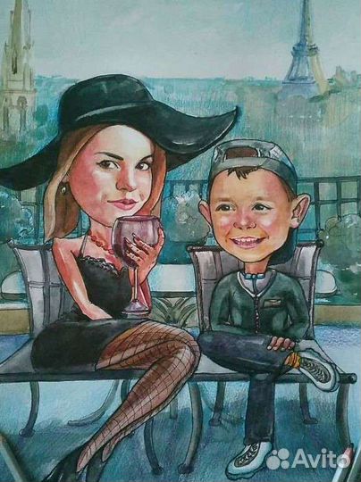 Шарж и портрет по фото