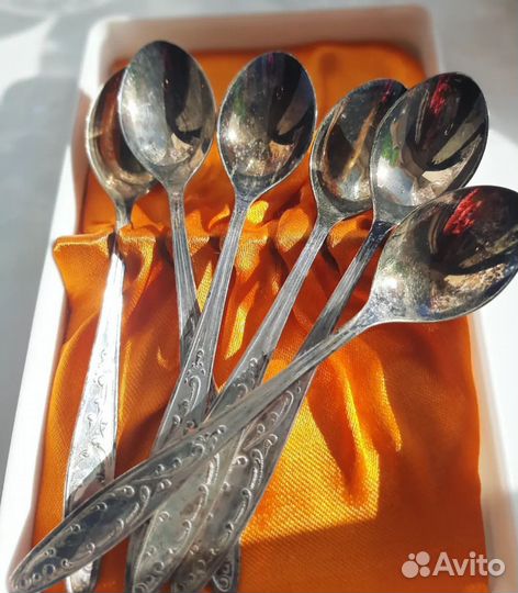 Чайные ложки мельхиор, блюдо хрусталь СССР