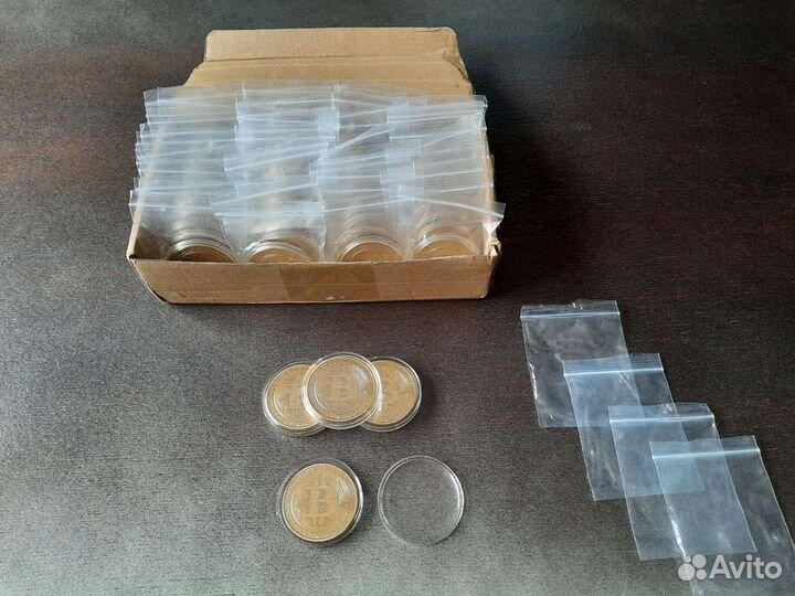 Монета коллекционная Биткоин, 4 мм, в футляре
