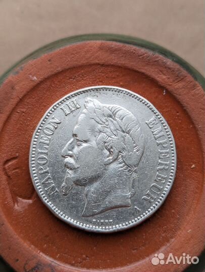 5 франков, монета, серебро 1870